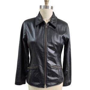 Vtg Carlo Amboldi Shafmaster Leather Co. Black Leather Bomber Jacket Zip-up M